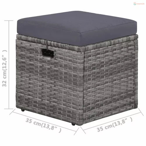 4-részes szürke polyrattan kerti bútorszett párnákkal