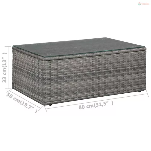 4-részes szürke polyrattan kerti bútorszett párnákkal