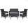 4-részes fekete polyrattan kerti bútorszett párnákkal
