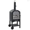 Kültéri faszenes pizzasütő kemence pizzakővel
