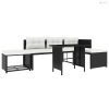 4 részes fekete polyrattan kerti társalgó szett