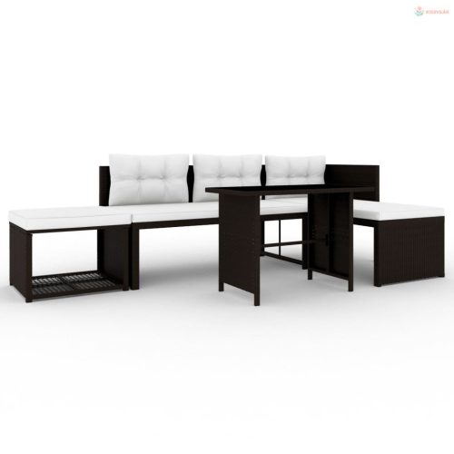 4 részes barna polyrattan kerti társalgó szett