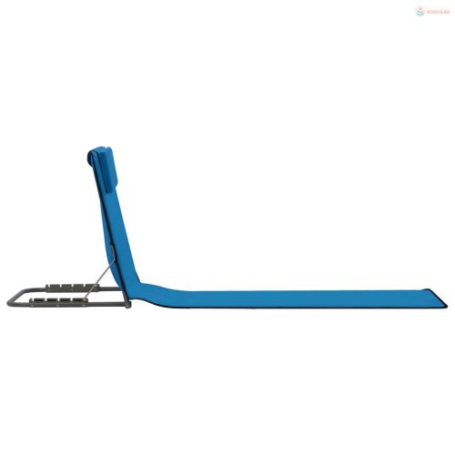 2 db kék összecsukható acél és szövet napozómatrac