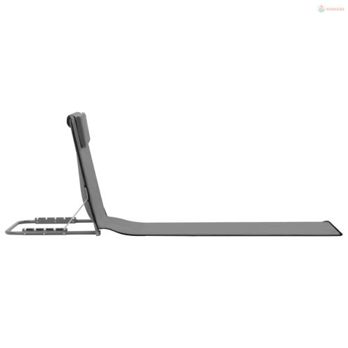 2 db szürke összecsukható acél és szövet napozómatrac