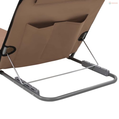 2 db barna összecsukható acél és szövet napozómatrac