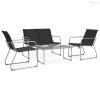 4-részes fekete szövet és acél kerti ülőgarnitúra