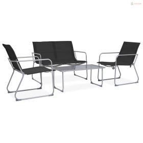 4-részes fekete szövet és acél kerti ülőgarnitúra