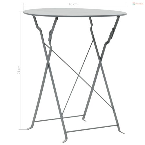 3 darabos szürke acél bisztró szett