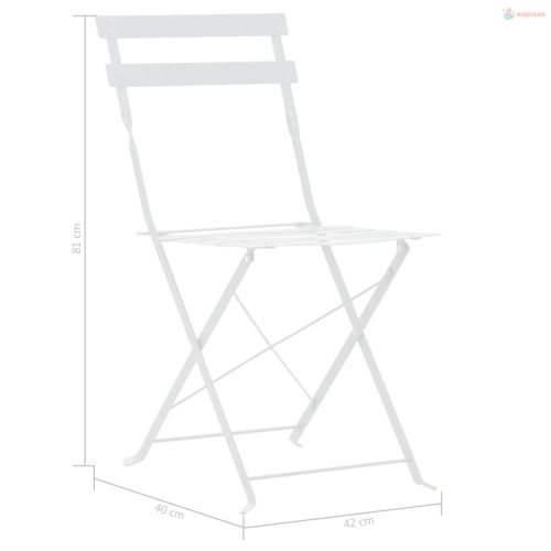 3 darabos fehér acél bisztró szett