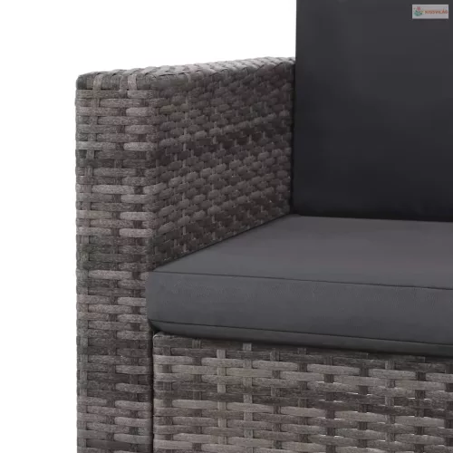 2 részes szürke polyrattan kerti bútorszett párnákkal