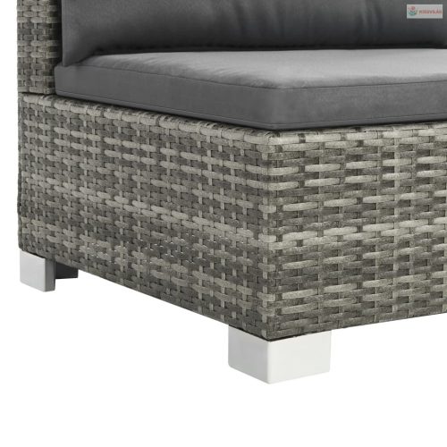 10-részes szürke polyrattan kerti bútorszett párnákkal