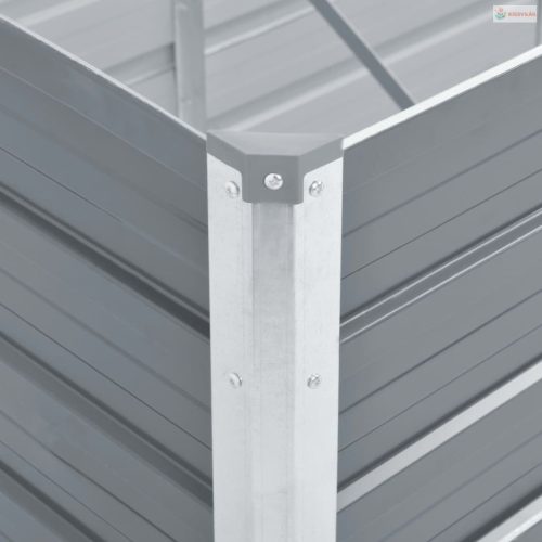 Szürke horganyzott acél kerti magaságyás 160 x 40 x 45 cm