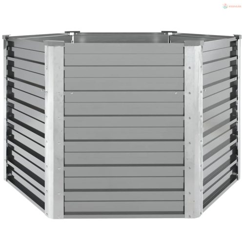 Szürke horganyzott acél kerti magaságyás 129 x 129 x 77 cm