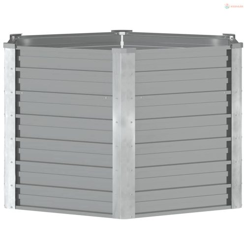 Szürke horganyzott acél kerti magaságyás 129 x 129 x 77 cm