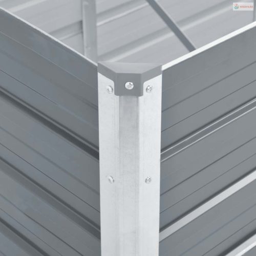 Szürke horganyzott acél kerti magaságyás 129 x 129 x 77 cm