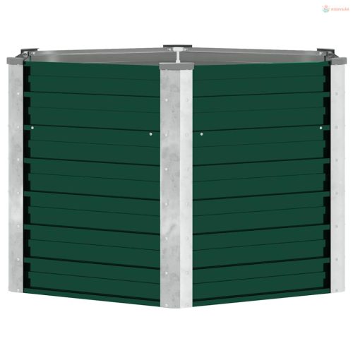 Zöld horganyzott acél kerti magaságyás 129 x 129 x 77 cm