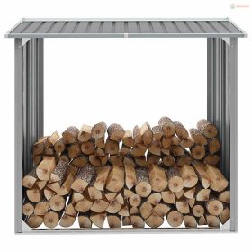   Szürke horganyzott acél kerti tűzifatároló 172 x 91 x 154 cm