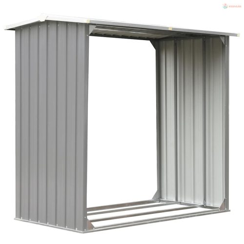 Szürke horganyzott acél kerti tűzifatároló 172 x 91 x 154 cm