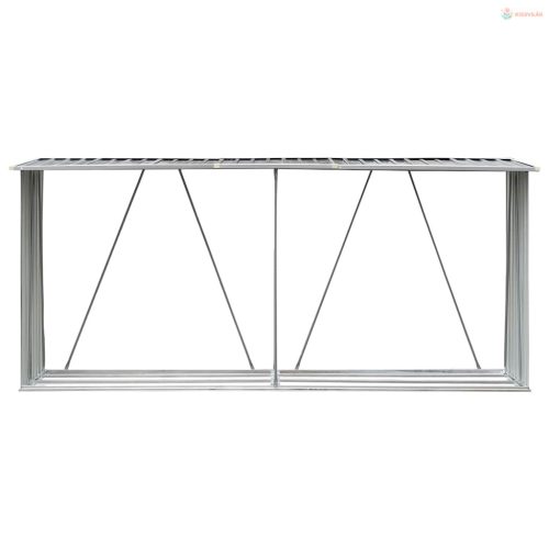 Szürke horganyzott acél kerti tűzifatároló 330 x 84 x 152 cm