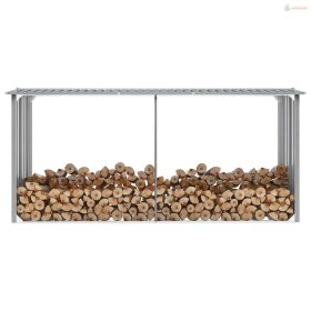   Szürke horganyzott acél kerti tűzifatároló 330 x 92 x 153 cm