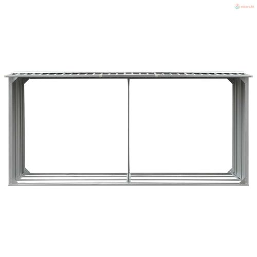 Szürke horganyzott acél kerti tűzifatároló 330 x 92 x 153 cm