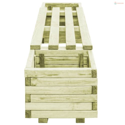 Impregnált fenyőfa kerti virágtartó pad