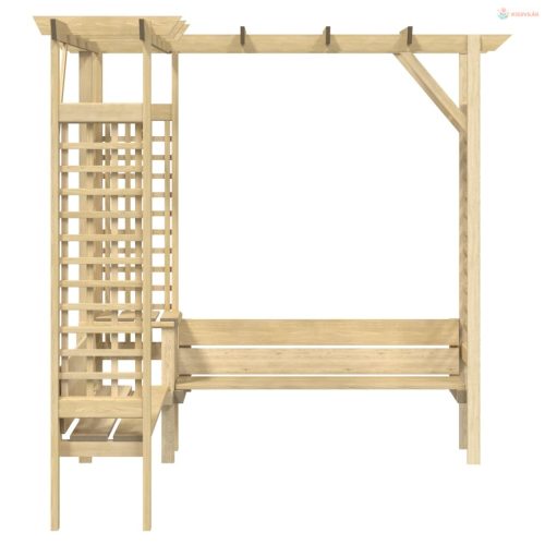 Impregnált fenyőfa sarokpergola paddal