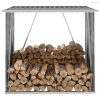 Szürke horganyzott acél kerti tűzifatároló, 163 x 83 x 154 cm