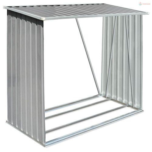 Szürke horganyzott acél kerti tűzifatároló, 163 x 83 x 154 cm