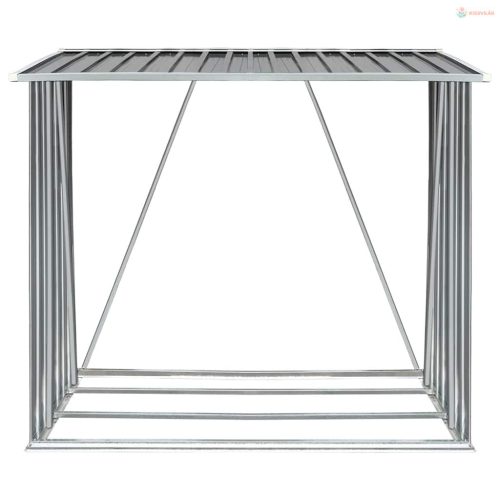 Szürke horganyzott acél kerti tűzifatároló, 163 x 83 x 154 cm