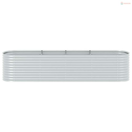 Ezüstszínű horganyzott acél kerti magaságyás 400 x 80 x 81 cm