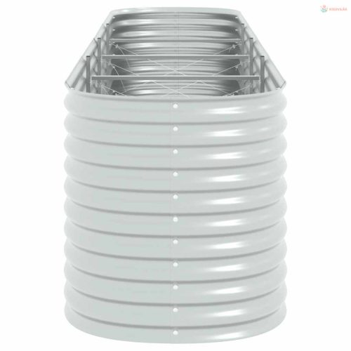 Ezüstszínű horganyzott acél kerti magaságyás 400 x 80 x 81 cm