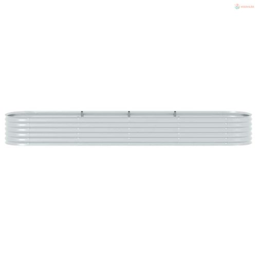 Ezüstszínű horganyzott acél kerti magaságyás 400 x 80 x 44 cm