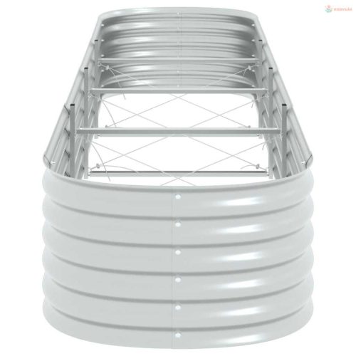 Ezüstszínű horganyzott acél kerti magaságyás 400 x 80 x 44 cm