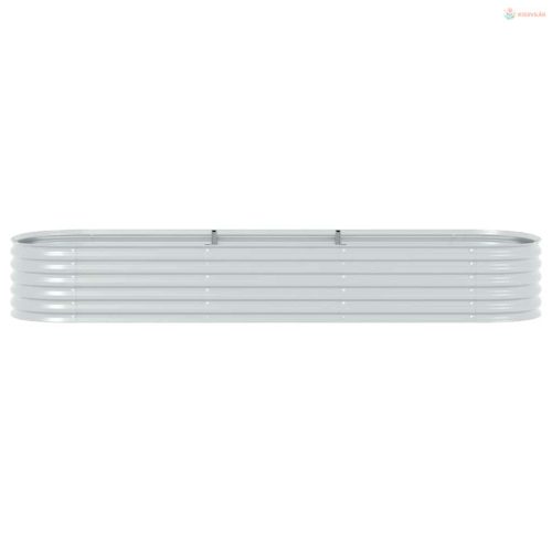 Ezüstszínű horganyzott acél kerti magaságyás 320 x 80 x 44 cm