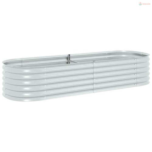 Ezüstszínű horganyzott acél kerti magaságyás 240 x 80 x 44 cm