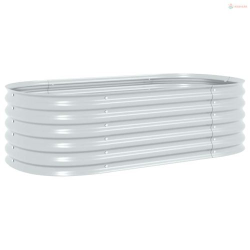 Ezüstszínű horganyzott acél kerti magaságyás 160 x 80 x 44 cm