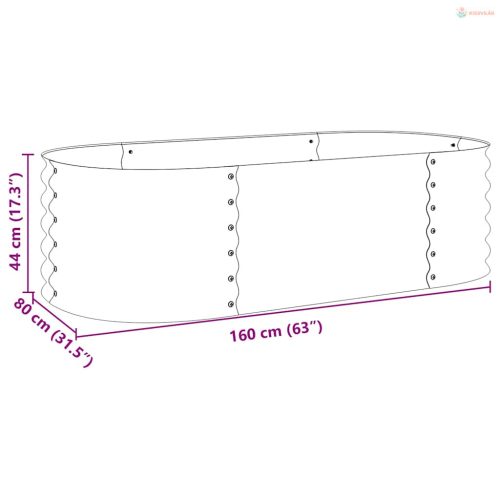 Ezüstszínű horganyzott acél kerti magaságyás 160 x 80 x 44 cm