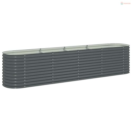 Szürke horganyzott acél kerti magaságyás 400 x 80 x 81 cm