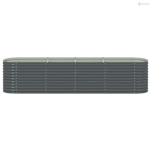 Szürke horganyzott acél kerti magaságyás 400 x 80 x 81 cm