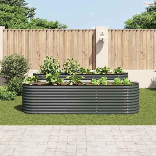 Szürke horganyzott acél kerti magaságyás 320 x 80 x 81 cm