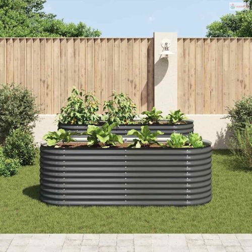 Szürke horganyzott acél kerti magaságyás 240 x 80 x 81 cm