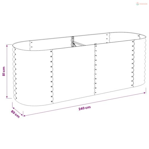 Szürke horganyzott acél kerti magaságyás 240 x 80 x 81 cm