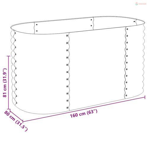 Szürke horganyzott acél kerti magaságyás 160 x 80 x 81 cm