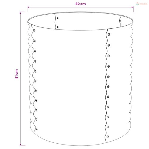 Szürke horganyzott acél kerti magaságyás 80 x 80 x 81 cm
