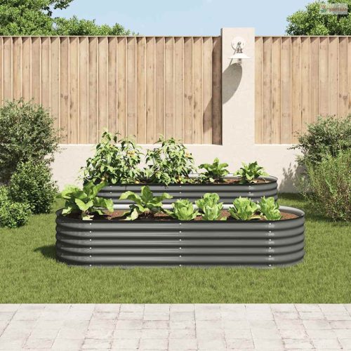 Szürke horganyzott acél kerti magaságyás 240 x 80 x 44 cm