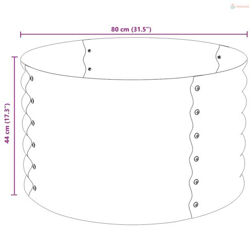 Szürke horganyzott acél kerti magaságyás 80 x 80 x 44 cm