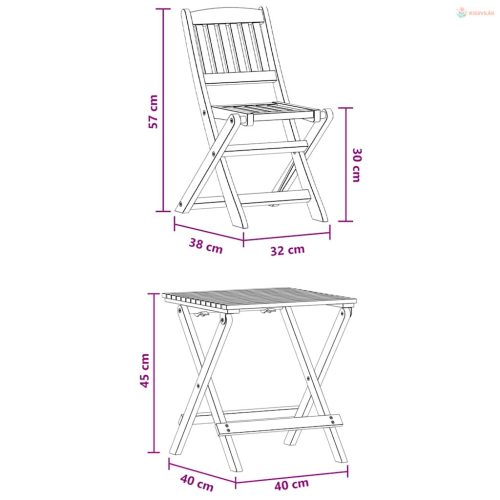 3 részes tömör eukaliptuszfa bisztrószett gyerekeknek