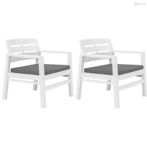 3-részes fehér műanyag kerti bútorszett