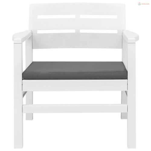 3-részes fehér műanyag kerti bútorszett